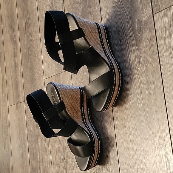 Charles by Charles David wedge sandal. Size 7. Black and Nuetral colors. - Picture 2 of 6